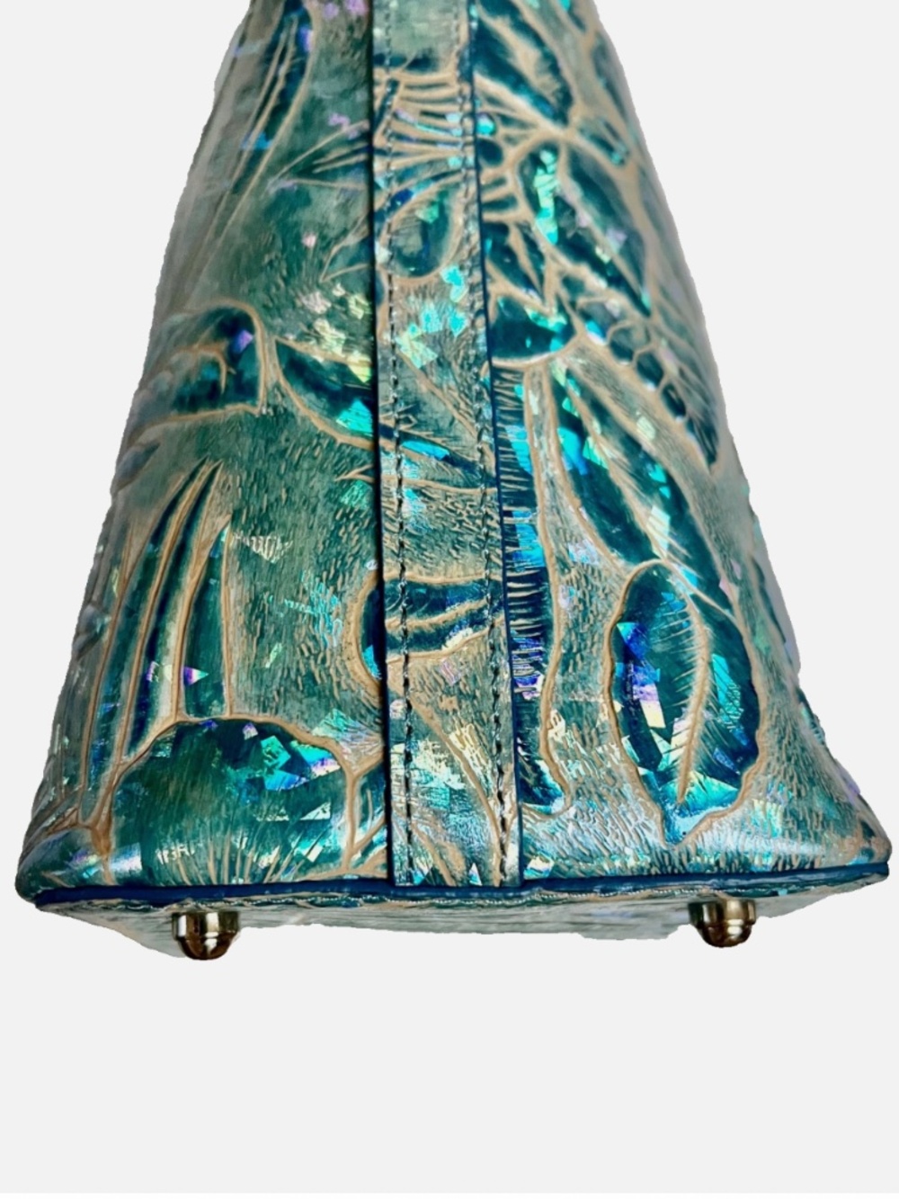 💙🩵 NWOT Brahmin Blue Serenity Sonic Large Elaine Dazzling Hologram Handbag🩵💙 - Picture 8 of 16